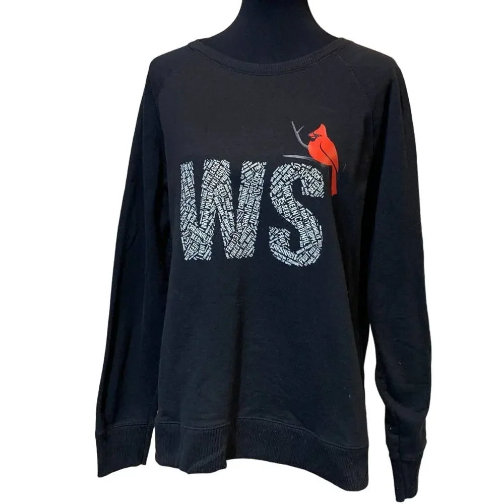 Wingspan Inspired Mens 2XL Northern Cardinal Hand Printed Upcycled Sweatshirt - Picture 1 of 3